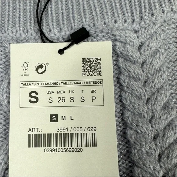 ZARA: NWT Cable Knit Light Purple Violet Crop Top  - Size Small - Picture 6 of 13